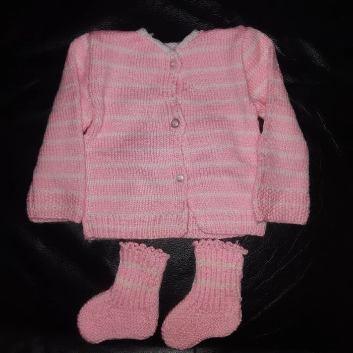 Ensemble gilet chaussette laine fait main