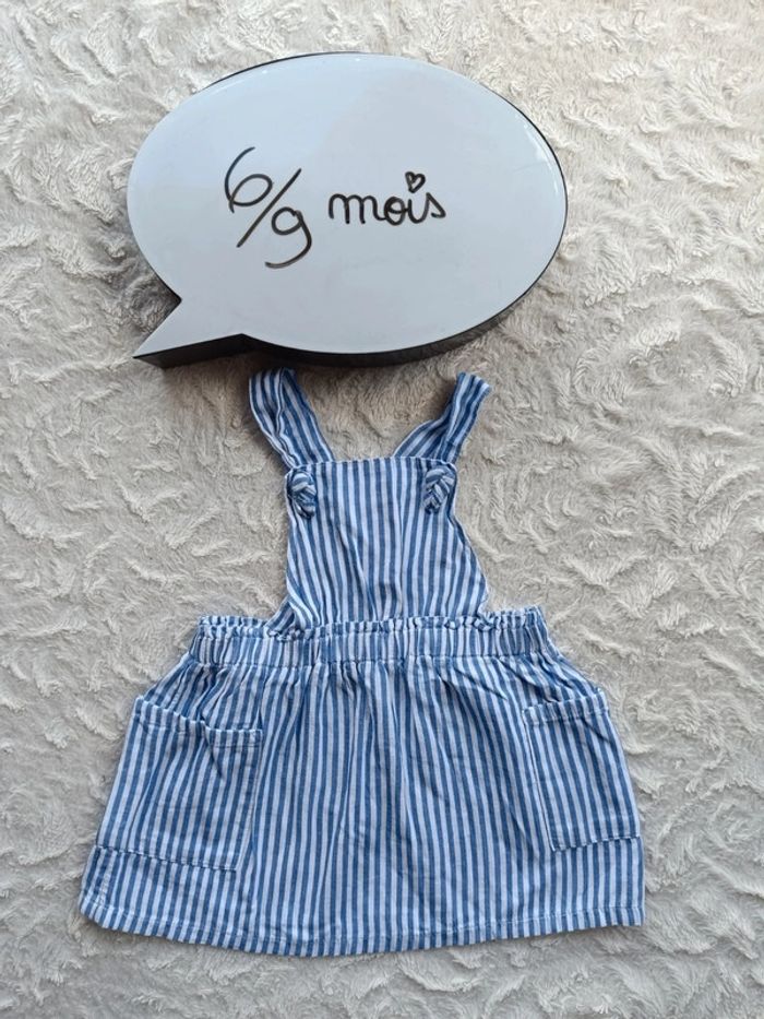 Robe bretelles style salopette rayures Fille 6/9 mois H&M 100% coton