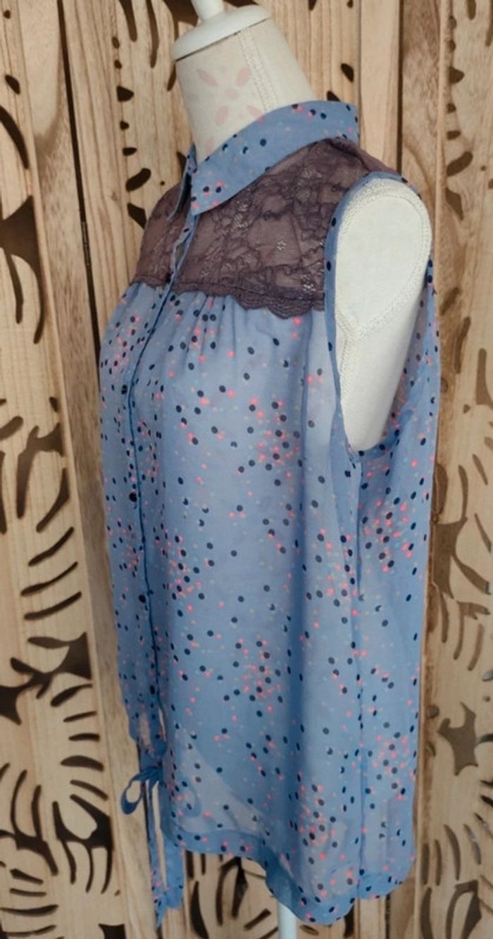 Chemise sans manche imprimé pois, dentelle T 46 - photo numéro 3
