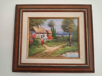 Toile maison dans la campagne signée