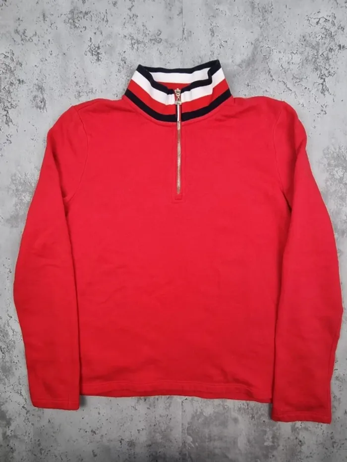 Sweat 1/4 zip Tommy Hilfiger rouge, M Femmes (mesures en photos) - photo numéro 3