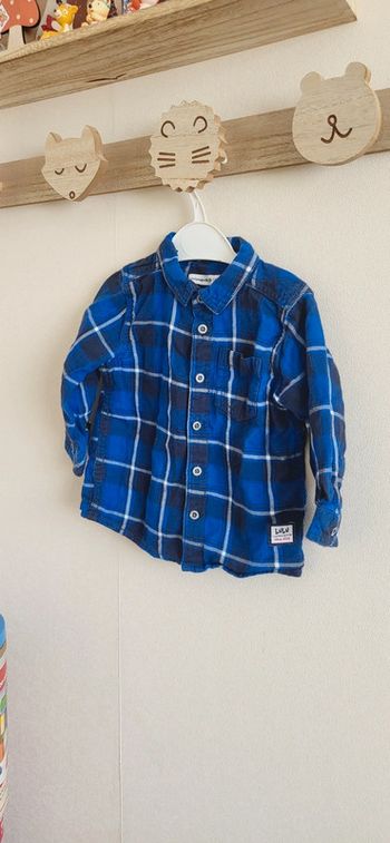 Chemise manches longues bleu lulu castagnettes 12 mois