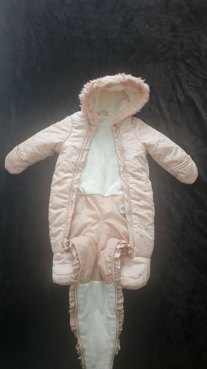 Combinaison pilote bébé Primark rose clair à capuche – 0/3 mois - photo numéro 5