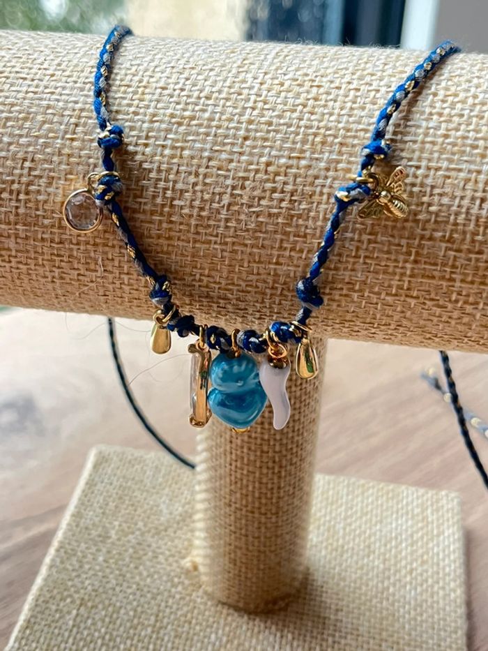 Collier cordon coton breloques pendentifs - photo numéro 2