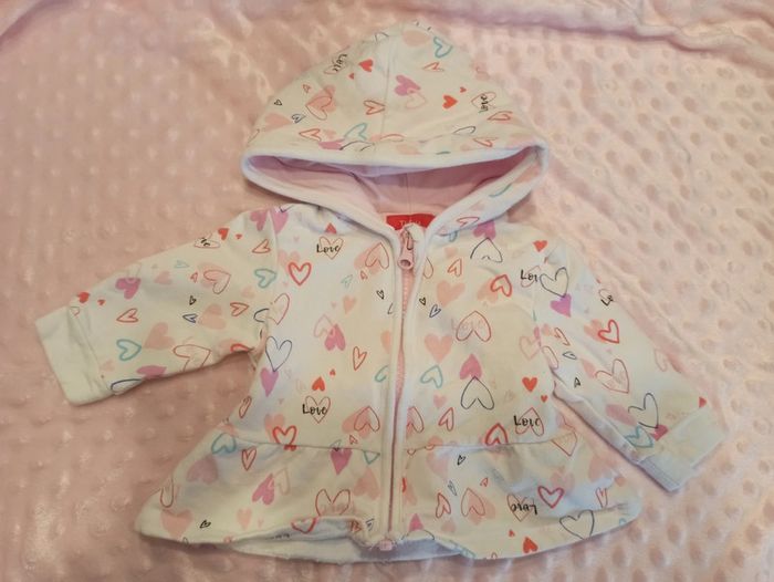 Gilet zippé 3 mois - cœurs