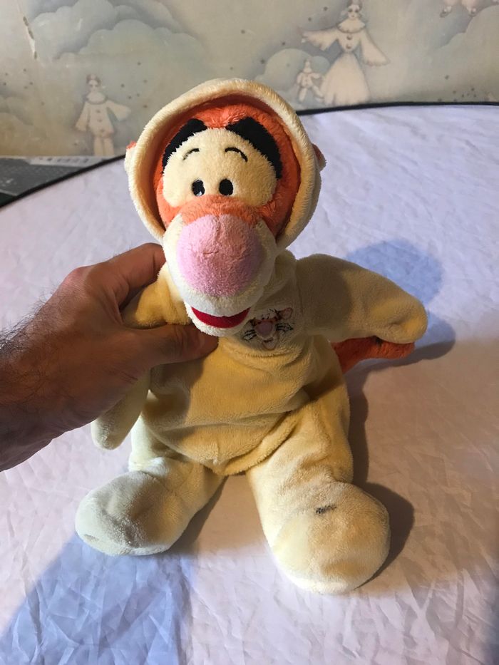 Petit Tigrou Disney Pyjama Jaune Capuche Animal Faune Peluche Petits Enfants Bébés