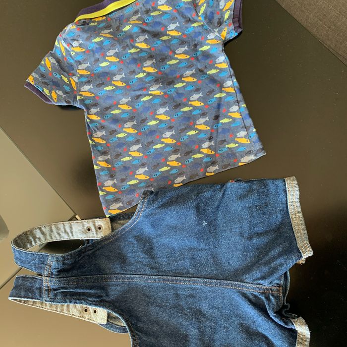 Ensemble Lee Cooper 12 mois salopette t-shirt poissons bleu - photo numéro 5