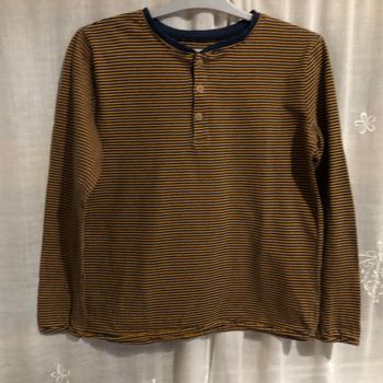 T-shirt rayures bleu marine et camel 10 ans