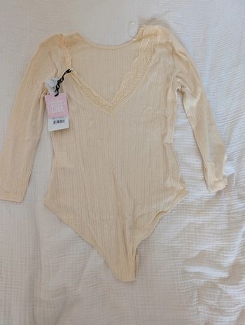 Body manches longues écru coton dentelle Naf naf
