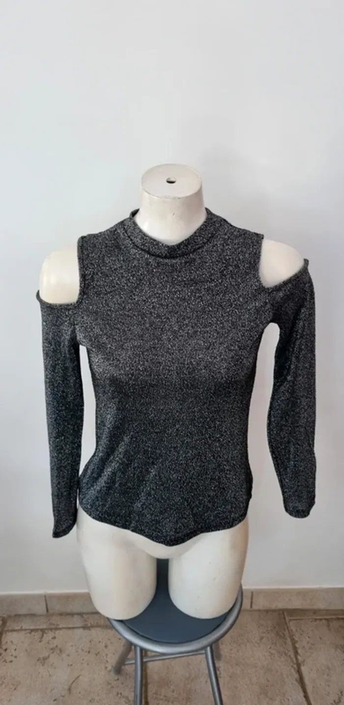Top manches longues gris paillette grain de malice 36 - photo numéro 7