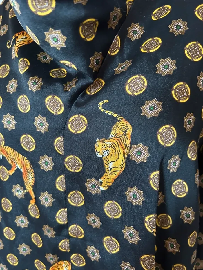 🌿🐅Tunique satinée noire taille M baroque tigres Zara wild chic tiger satin tunic🐅🌿 - photo numéro 14