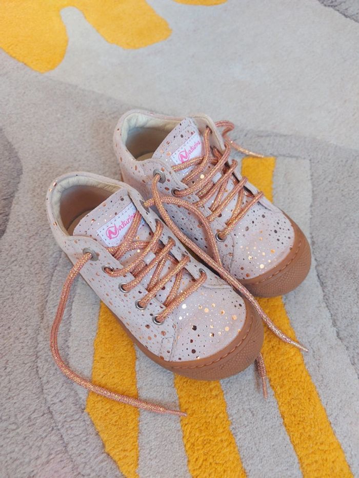 Chaussures Naturino cocoon rose pois dorés 24