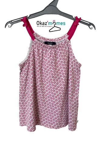 Top à bretelles rose et blanc - Okaïdi 6 ans