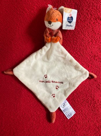 Mots d enfants doudou renard orange mouchoir pattes mon petit renardeau neuf 