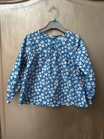 Blouse fille obaibi 3 ans bleu et blanc