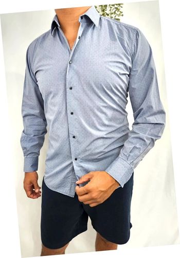 Chemise bleue manches longues boutons pressions Karl Lagerfeld taille 41