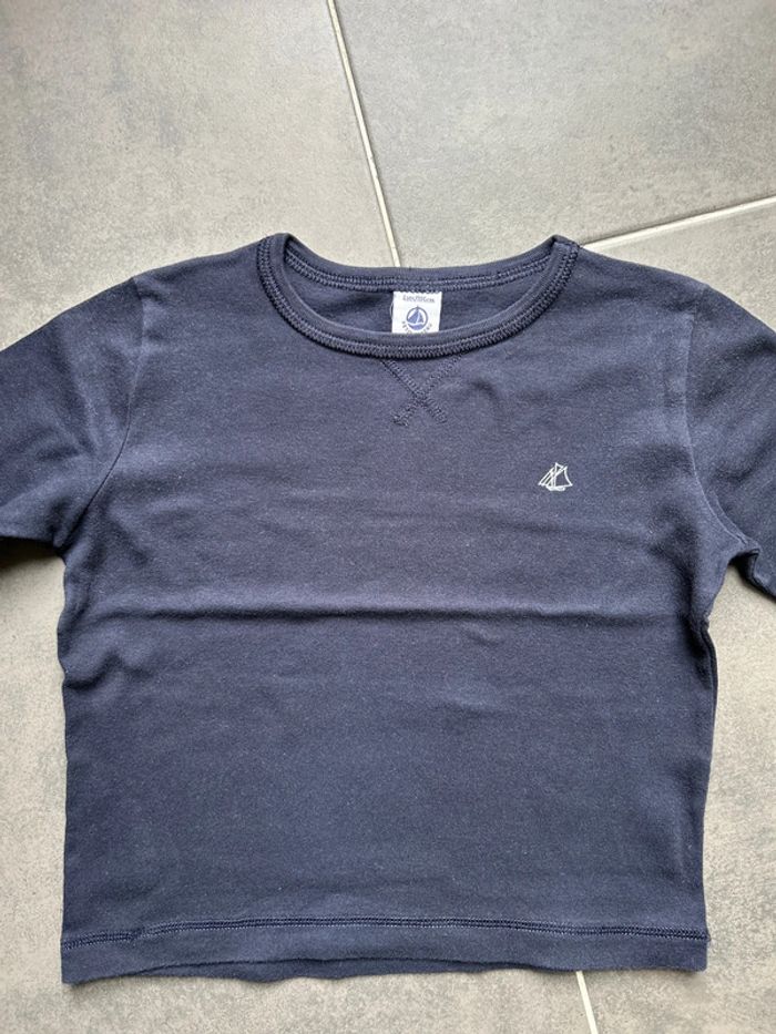 Haut manches longues uni bleu marine garçon petit bateau - photo numéro 2