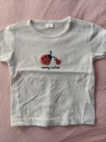 Tee-shirt manches courtes fille Zeeman blanc coccinelle 74 cm