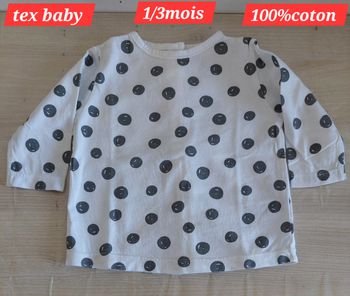 Haut blanc et noir fille 1/3 mois 