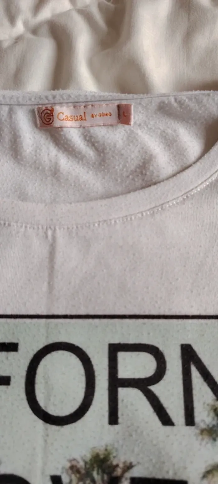 T-shirt blanc imprimé “California Love” Gemo Casual - photo numéro 2