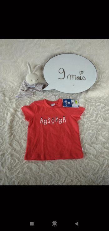 Tee shirt manches courtes Mixte 9 mois Absorba 100% coton