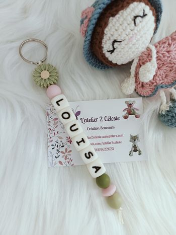 Porte-Clés en silicone fleur vert kaki