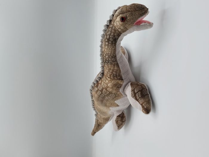 Peluche doudou dinosaure FRIMOUZZZ LOGITOYS gris beige marron - photo numéro 2