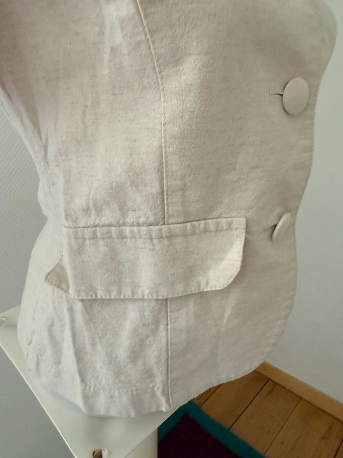 Blouse vintage en lin en très bon état taille 38-40 - photo numéro 4