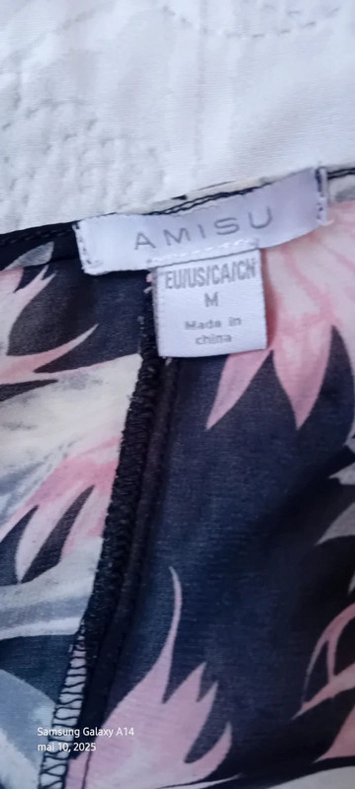 Blouse oversize en voile motif fleurs tropicales noir femme M amisu - photo numéro 18