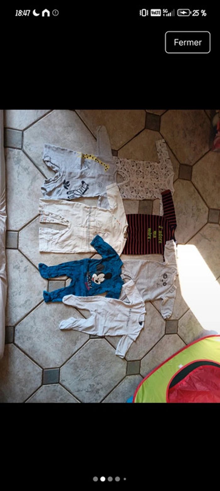 Lot 3 mois 62 cm pyjama grenouillère sans pied combinaison léger bébé - photo numéro 2
