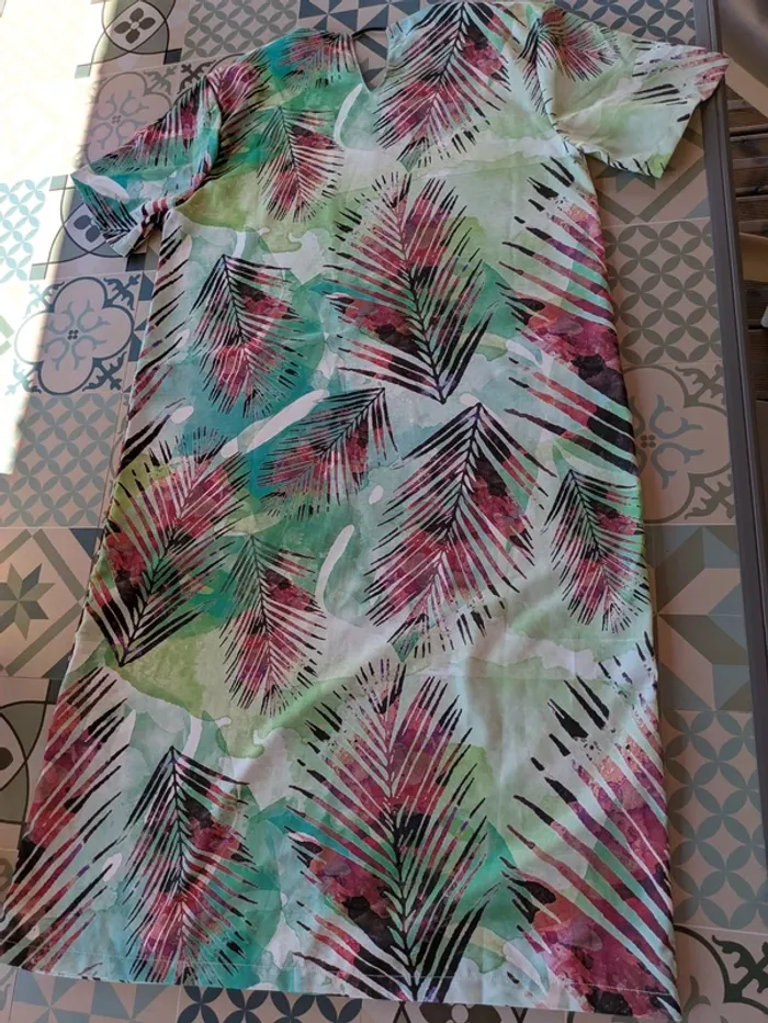 Robe fluide courte L vert et rouge - photo numéro 2