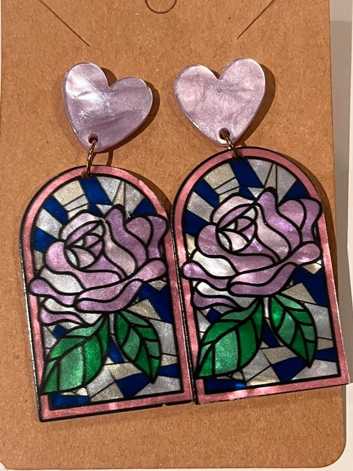 Boucle d’oreille rose - photo numéro 2