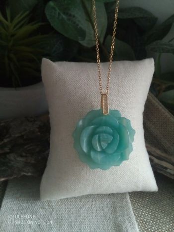 Collier amazonite, rose en pierre naturelle