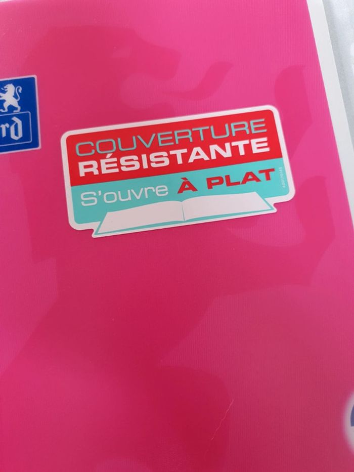 Lot de 2 cahiers oxford rose et blanc, couverture résistante s'ouvre à plat - photo numéro 2