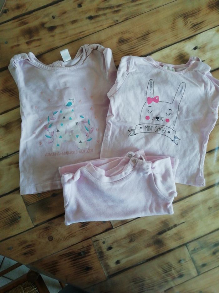 Lot tee-shirt ML 12 mois - photo numéro 2