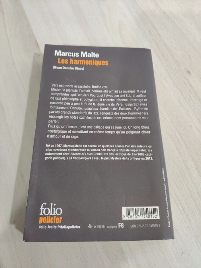Livre pour policier Les harmoniques beau Danube bleu Marcus Malte - photo numéro 6