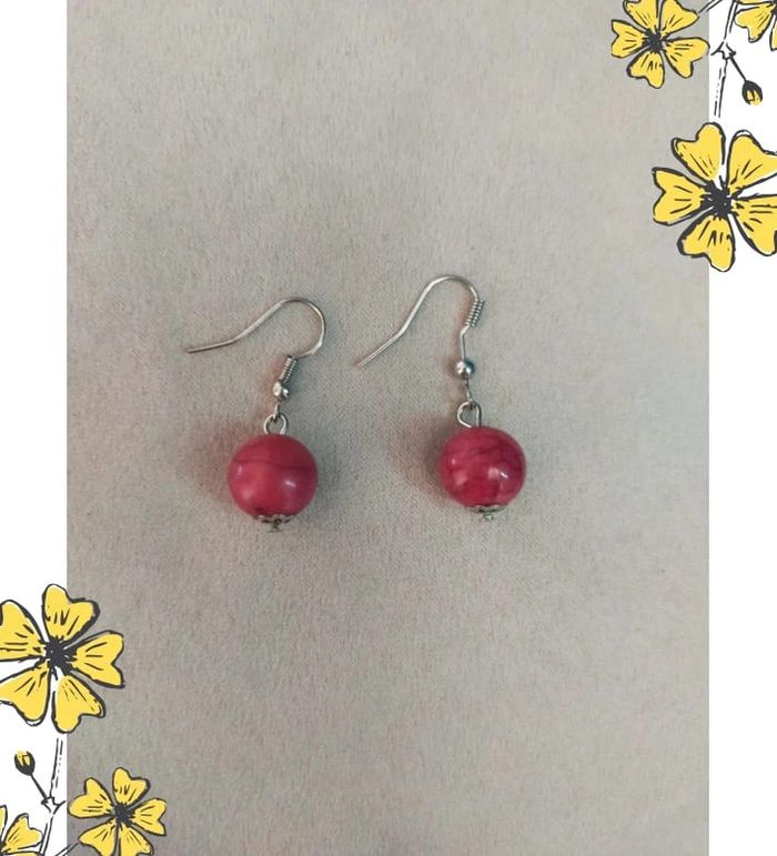 Boucles d’oreilles perle rose – Élégance simple sur crochet - photo numéro 2