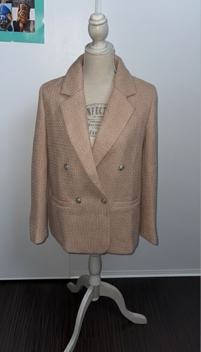 Neuf - Damart - Blazer croisé en tweed - Taille 40 - Beige/Camel