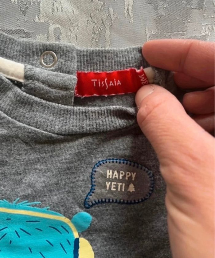 Pull fin manches longues bébé – Gris à motif – TISSAIA – 3 mois - photo numéro 3