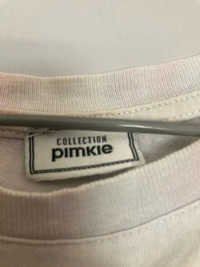 T-shirt Pimkie oversize coupe courte – Taille XS – Rose pâle et blanc - photo numéro 2