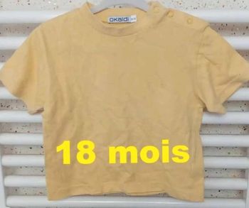 Tee  shirt  manche  courte  jaune  Obaïbi Taille 18  mois