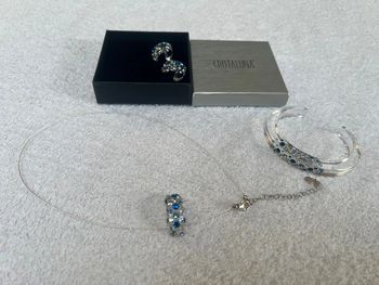 ensemble cristaluna Collier + braceler + boucles oreilles Diva swarovski neuf