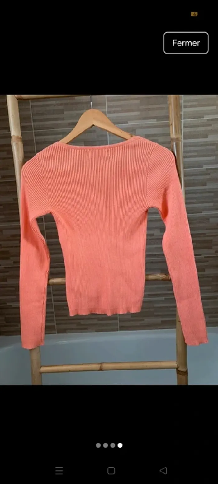 Pull col V corail - photo numéro 2
