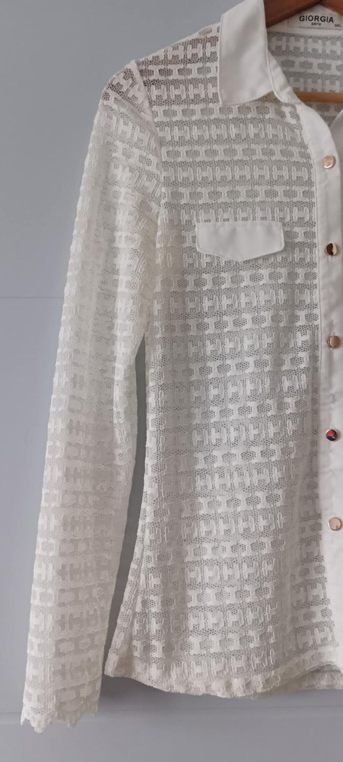 Chemise Blouse à boutons blanche "Giorgia" Taille M/L - photo numéro 4