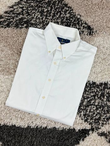 Chemise Ralph Lauren blanche logo brodé blanc nouvelle collection style old money taille L