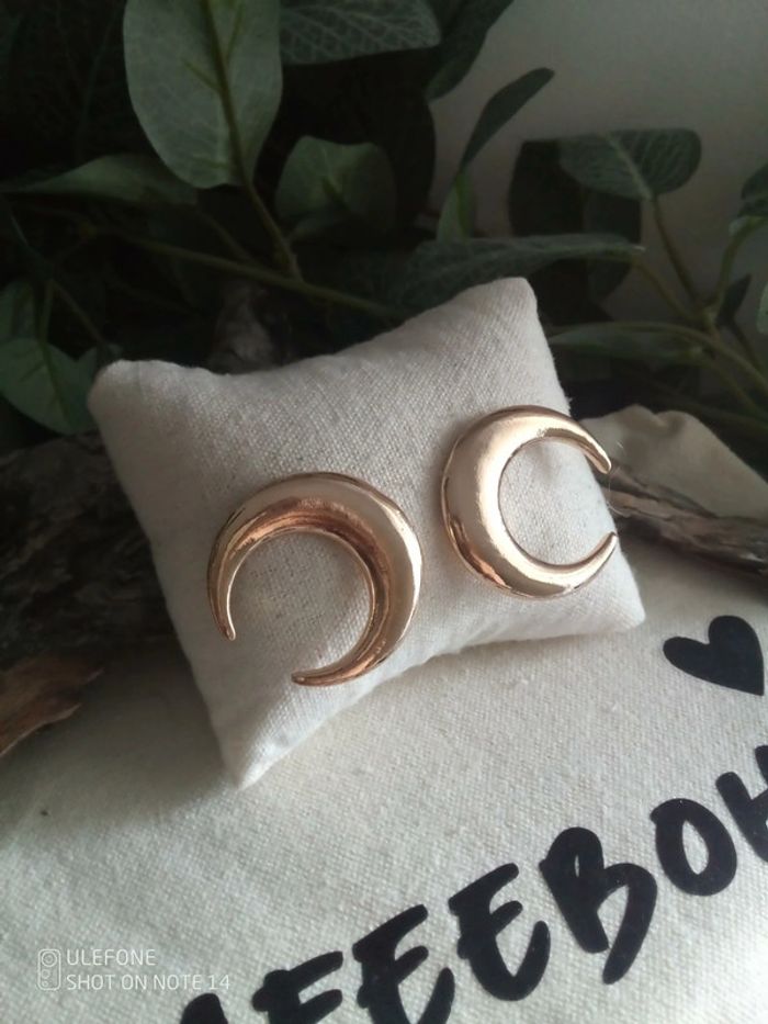 Boucles d'oreilles bohèmes lunes dorées