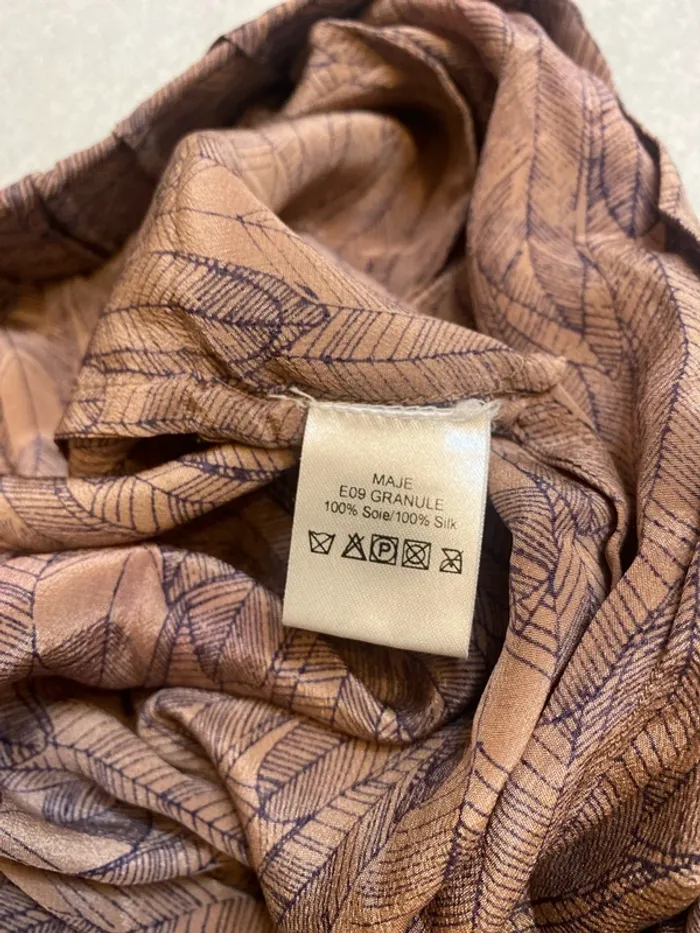 Sarouel pure soie Maje taille élastique marron avec motifs taille L = 40/42 neuf - n41p - photo numéro 5