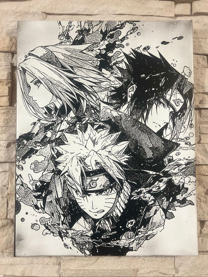 Tableau Équipe 7 – Naruto, Sasuke & Sakura – Naruto en toile 30x40cm - photo numéro 2