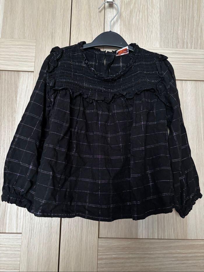 Blouse noire carreaux argentés Tape À L’Oeil t.4ans
