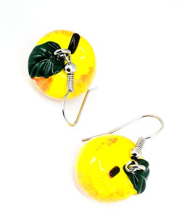 Boucles d'oreilles rondes pommes jaunes 